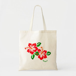 Exotic, Stylised Hibiscus Flowers & leaves Tote Bag