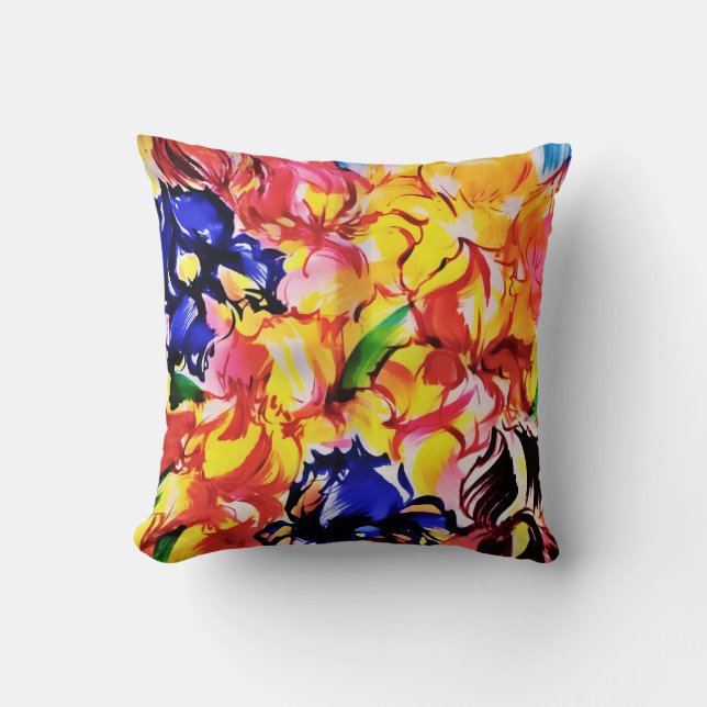 Exotic Summer Abstract Bloom Flowers  Cushion (Front)