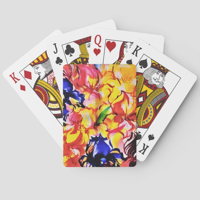 Exotic Summer Abstract Bloom Flowers Playing Cards (Back)