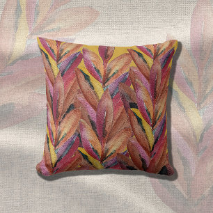 Exotic Summer Floral Feathers Watercolor Art Cushion