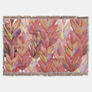 Exotic Summer Floral Feathers Watercolor Art Throw Blanket
