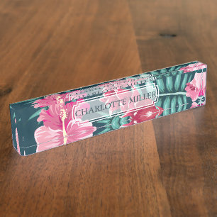 Exotic Summer Floral Monogram Nameplate