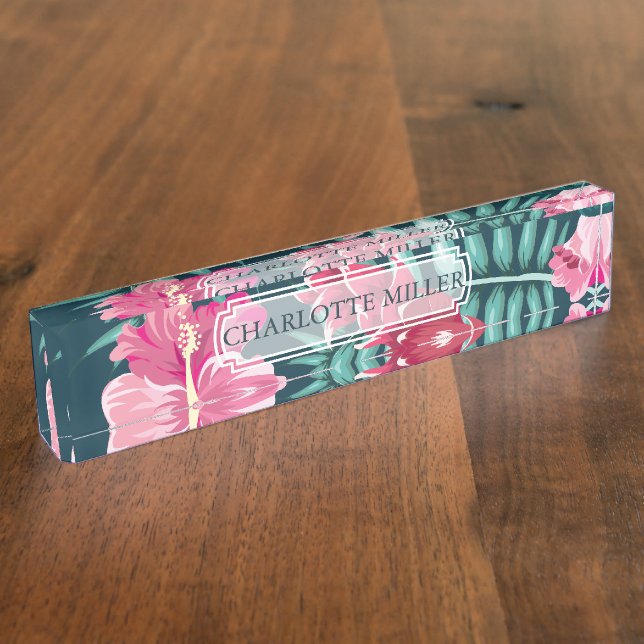 Exotic Summer Floral Monogram Nameplate (Side)