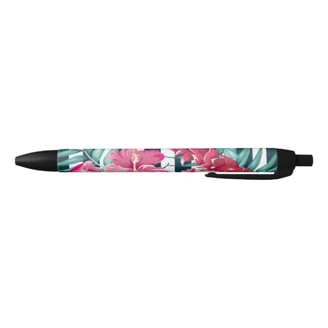 Exotic Summer Floral striped Black Ink Pen (Bottom)