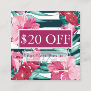 Exotic Summer Floral striped Discount Card