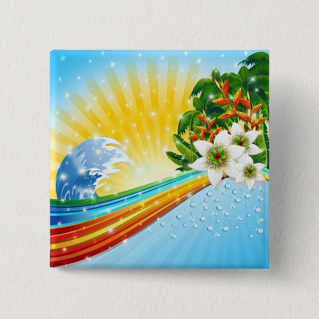 Exotic Summer Holidays 15 Cm Square Badge (Front)