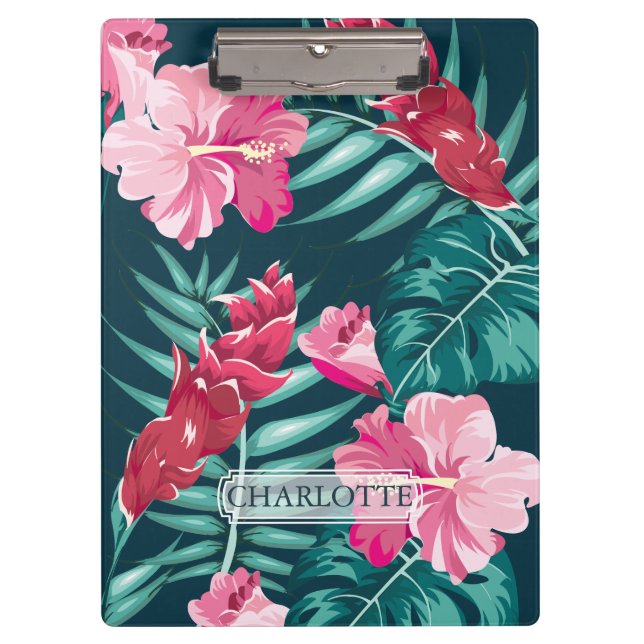 Exotic Summer Monogram Floral Clipboard (Front)