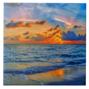 Exotic Sunset Beach Sea Tile