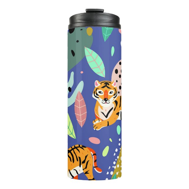 Exotic Tigers: Trendy Geometric Pattern. Thermal Tumbler (Front)
