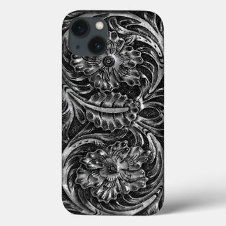 Exotic Tooled Leather Look | charcoal iPhone 13 Case