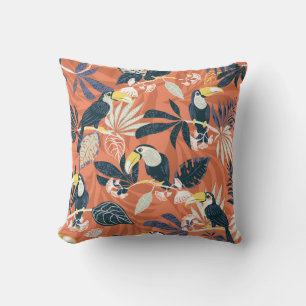 Exotic Toucan Jungle Scene Cushion