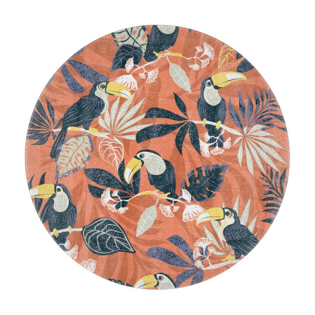 Exotic Toucan Jungle Scene Cutting Board (Front)