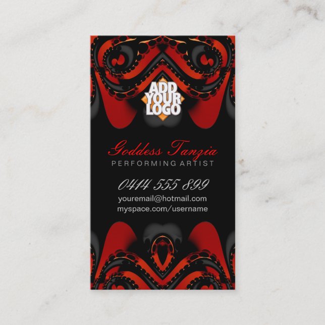 Exotic Tribal Goddess Red+Black Business Card (Front)