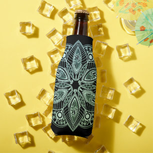 Exotic Tribal Green Gradient Mandala Bottle Cooler