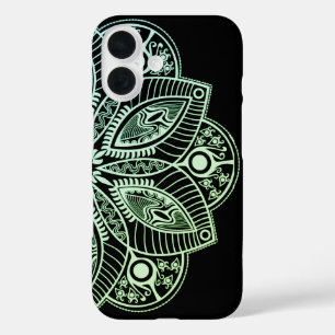 Exotic Tribal Green Gradient Mandala iPhone 16 Case