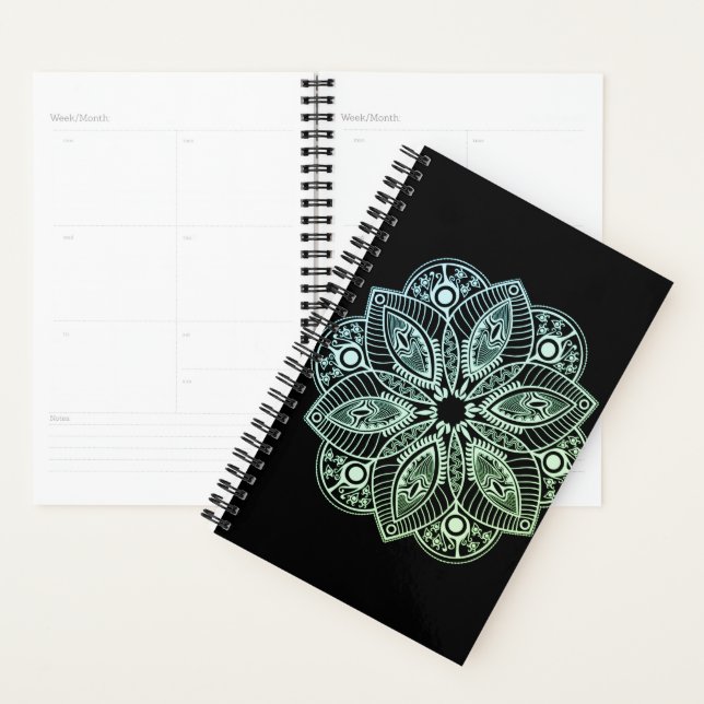 Exotic Tribal Green Gradient Mandala Planner (Display)