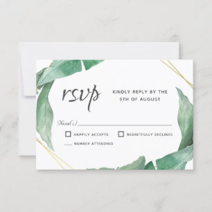 Exotic Tropical Banana Leaves Wedding RSVP
