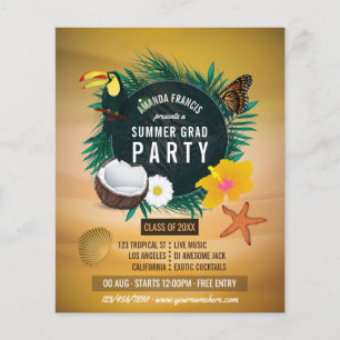 Exotic Tropical Beach Graduation Party Invitation Flyer