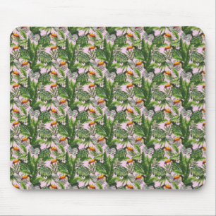 Exotic Tropical Bird Jungle Foliage Mouse Mat