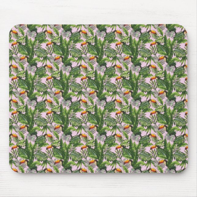 Exotic Tropical Bird Jungle Foliage Mouse Mat (Front)