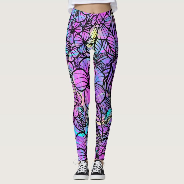 Exotic Tropical Fest Pattern Leggings (Front)