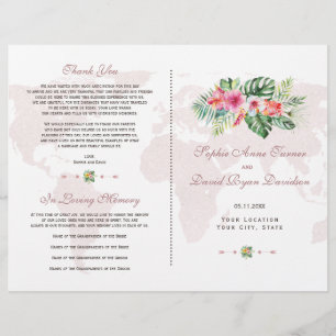 Exotic Tropical Floral Gold World Map Program