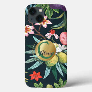 Exotic Tropical Floral Paradise Monogram iPhone 13 Case
