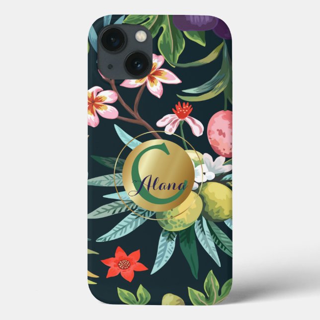 Exotic Tropical Floral Paradise Monogram Case-Mate iPhone Case (Back)