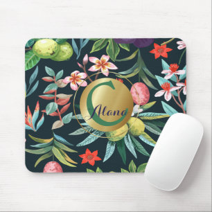 Exotic Tropical Floral Paradise Monogram Mouse Mat