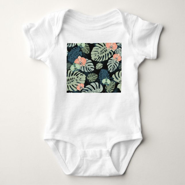 Exotic Tropical: Floral Pattern Baby Bodysuit (Front)