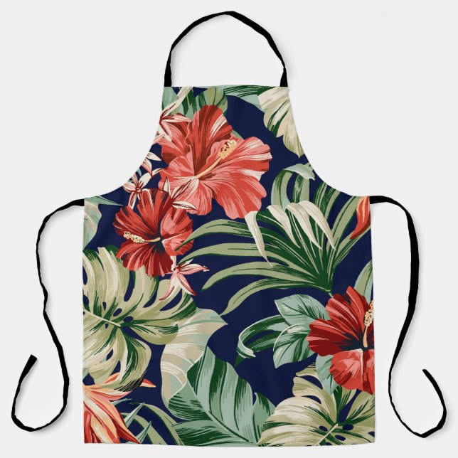 Exotic tropical flowers artwork. apron (Front)