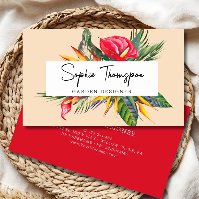 Exotic tropical flowers business card (Creator Uploaded)