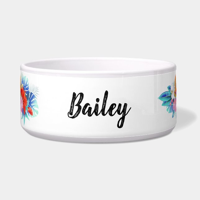 Exotic Tropical Flowers in Pink and Aqua (Front)