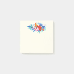 Exotic Tropical Flowers in Pink and Turquoise Post-it Notes