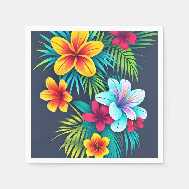 Exotic Tropical Flowers Napkin (Front)