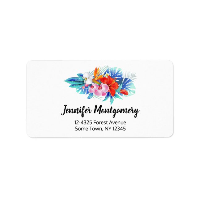 Exotic Tropical Flowers - Pink & Aquamarine Label (Front)