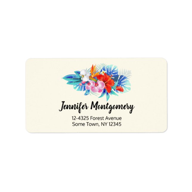 Exotic Tropical Flowers - Pink & Aquamarine Label (Front)