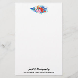 Exotic Tropical Flowers - Pink & Aquamarine Stationery