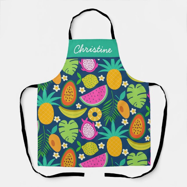 Exotic Tropical Fruits Custom Name  Apron (Front)