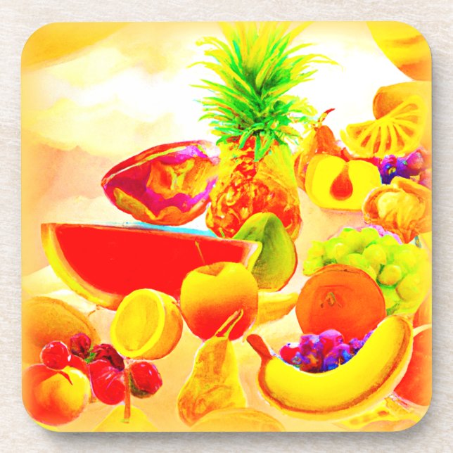 Exotic Tropical Fruits Painting. Buy Now Coaster (Front)