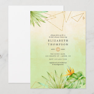 Exotic Tropical Geometric Watercolor Bridal Shower Invitation