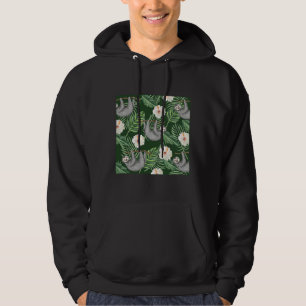 Exotic Tropical Hibiscus Flowers And Hanging Sloth Hoodie