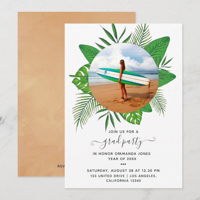 Exotic Tropical Island Graduation Party Invitation (Front/Back)