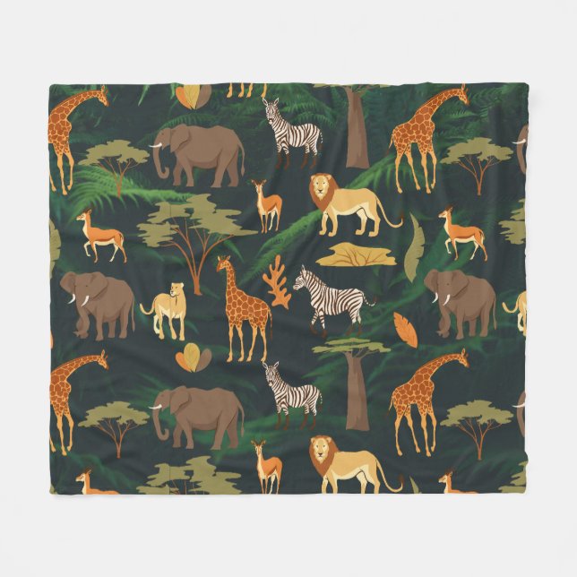 Exotic Tropical Jungle Animal Fleece Blanket (Front (Horizontal))