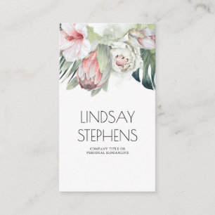 Exotic Tropical Jungle Flower and Palm Leaves Business Card
