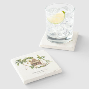 Exotic Tropical Jungle Wedding Stone Coaster
