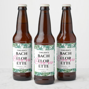 Exotic Tropical Leaves Bachelorette Crew Party Beer Bottle Label