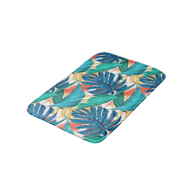 Exotic Tropical Leaves Bath Mat (Angled)