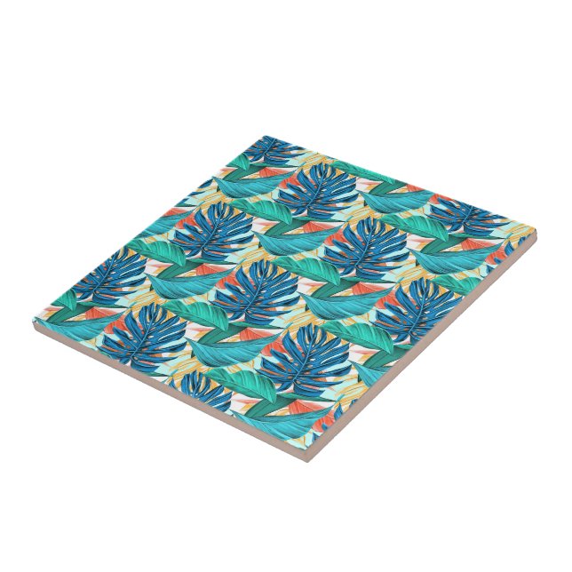 Exotic Tropical Leaves - Beautiful Tile (Side)
