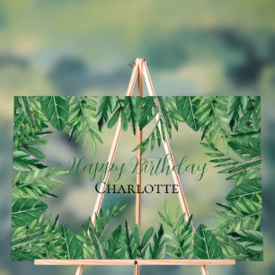 Exotic Tropical Leaves Greenery Birthday Party Acrylic Sign